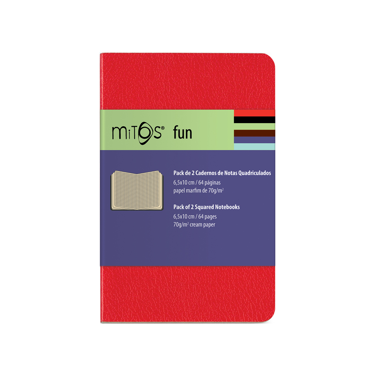 MITOS® FUN-Pack2 Cadernos Notas Quadriculado(6,5x10cm)64pg